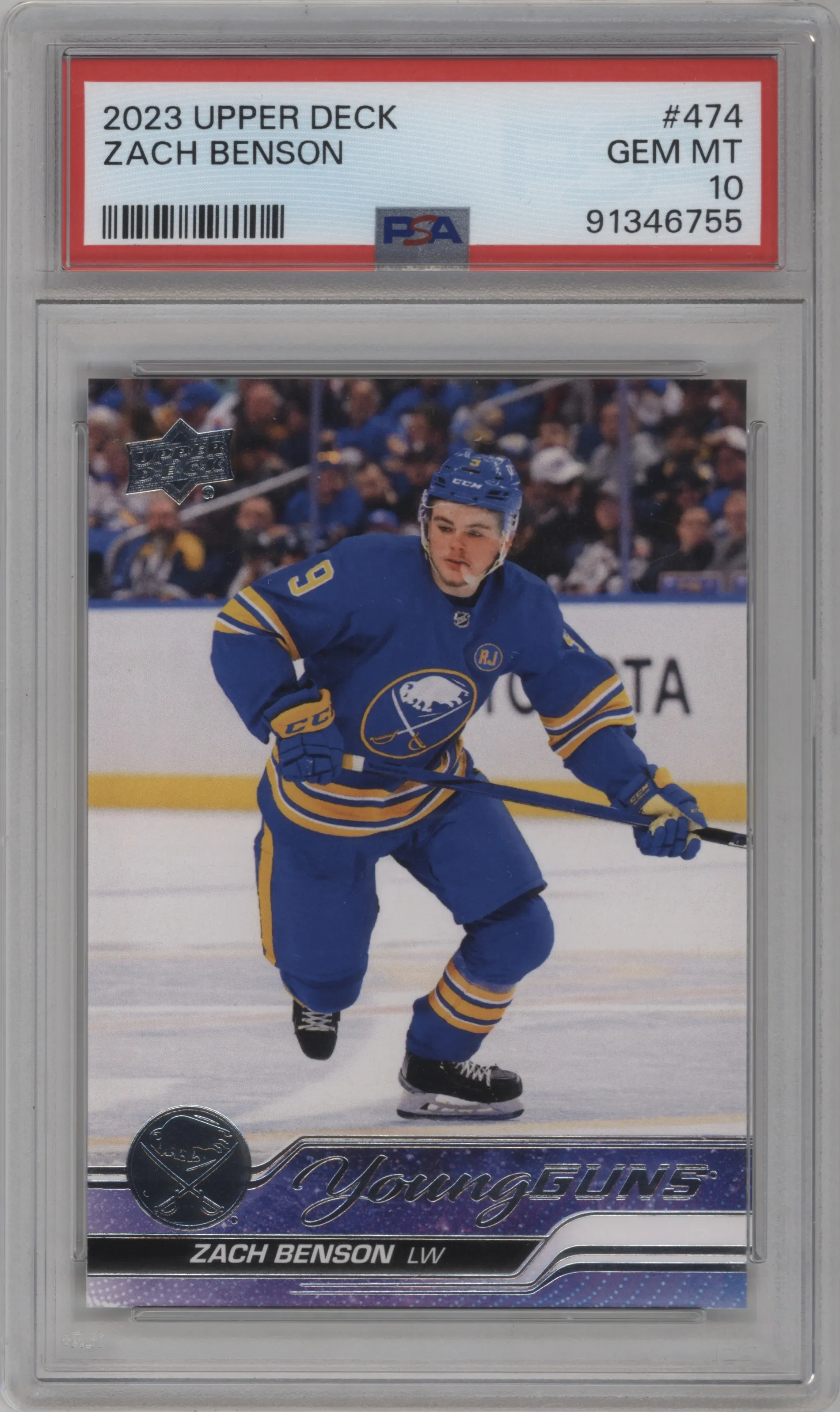 2023 Upper Deck Series 2 Young Guns Zach Benson #474 PSA 10