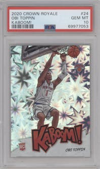 Obi Toppin from the 2020-21 Panini Crown Royale set graded by PSA and given an overall grade of 10.
