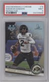 Shedeur Sanders from the 2023 Bowman Chrome University set featuring a Refractor parallel graded by PSA and given an overall grade of 9.