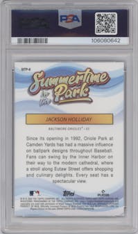 Jackson Holliday from the 2024 Topps Chrome set graded by PSA and given an overall grade of 10.