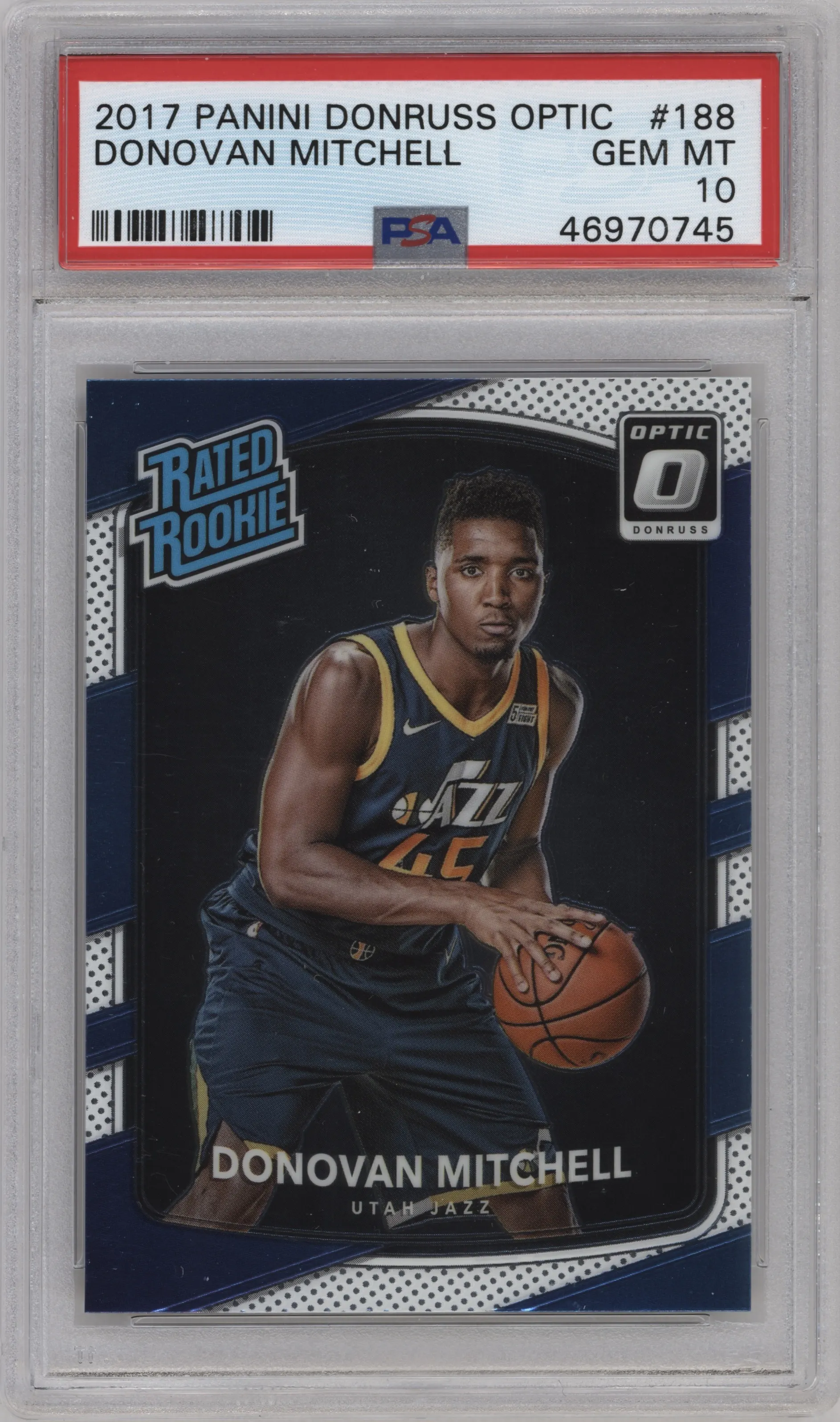 2017 Panini Donruss Optic Rated Rookie Donovan Mitchell PSA 10