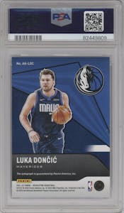 Luka Doncic from the 2021-22 Panini Revolution  set graded by PSA and given an overall grade of 10.