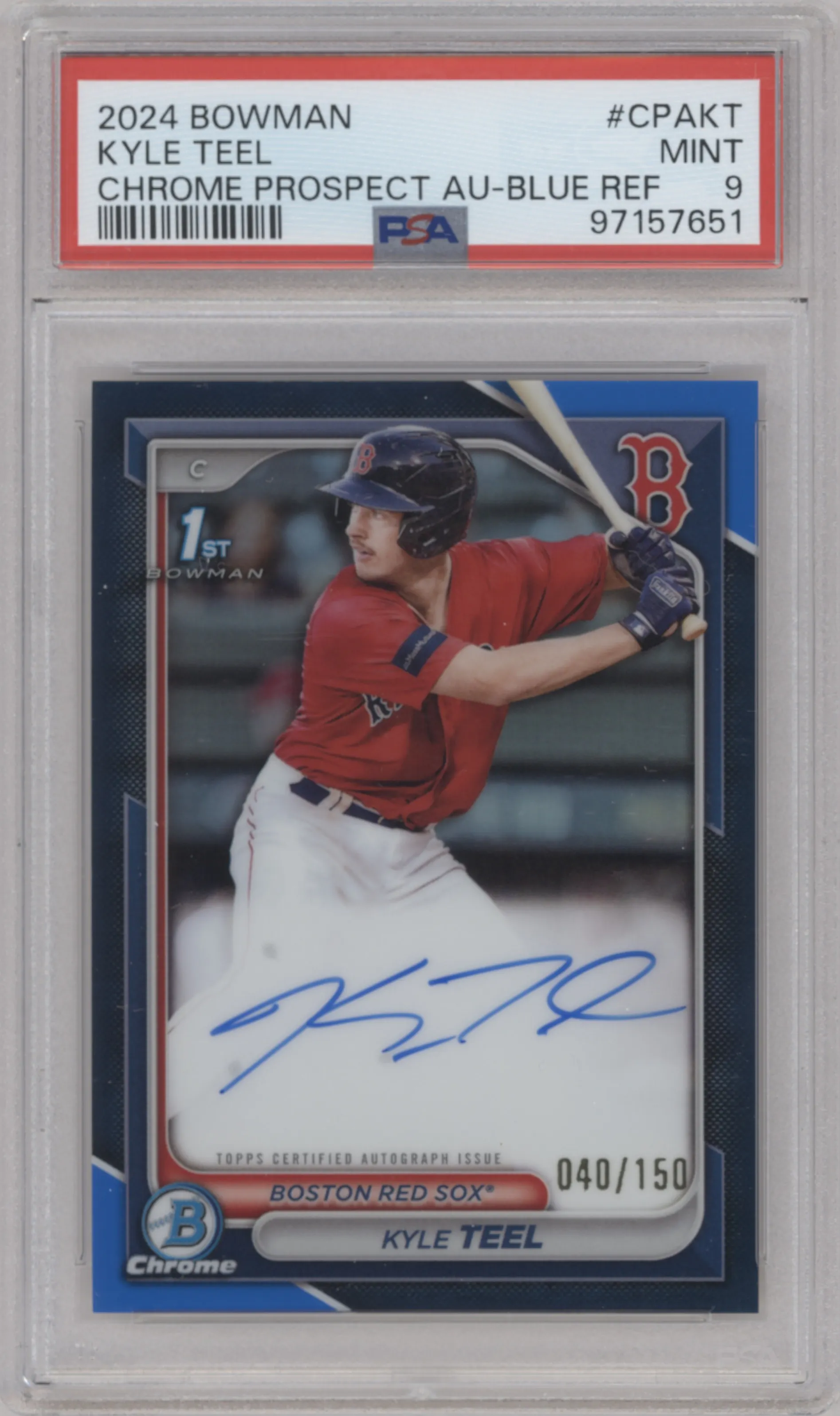 2024 Bowman Chr.Pros.Auto Kyle Teel Blue Refractor #CPA-KT PSA 9