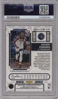 Anthony Edwards from the 2022-23 Panini Contenders Optic set featuring a Green parallel graded by PSA and given an overall grade of 10.