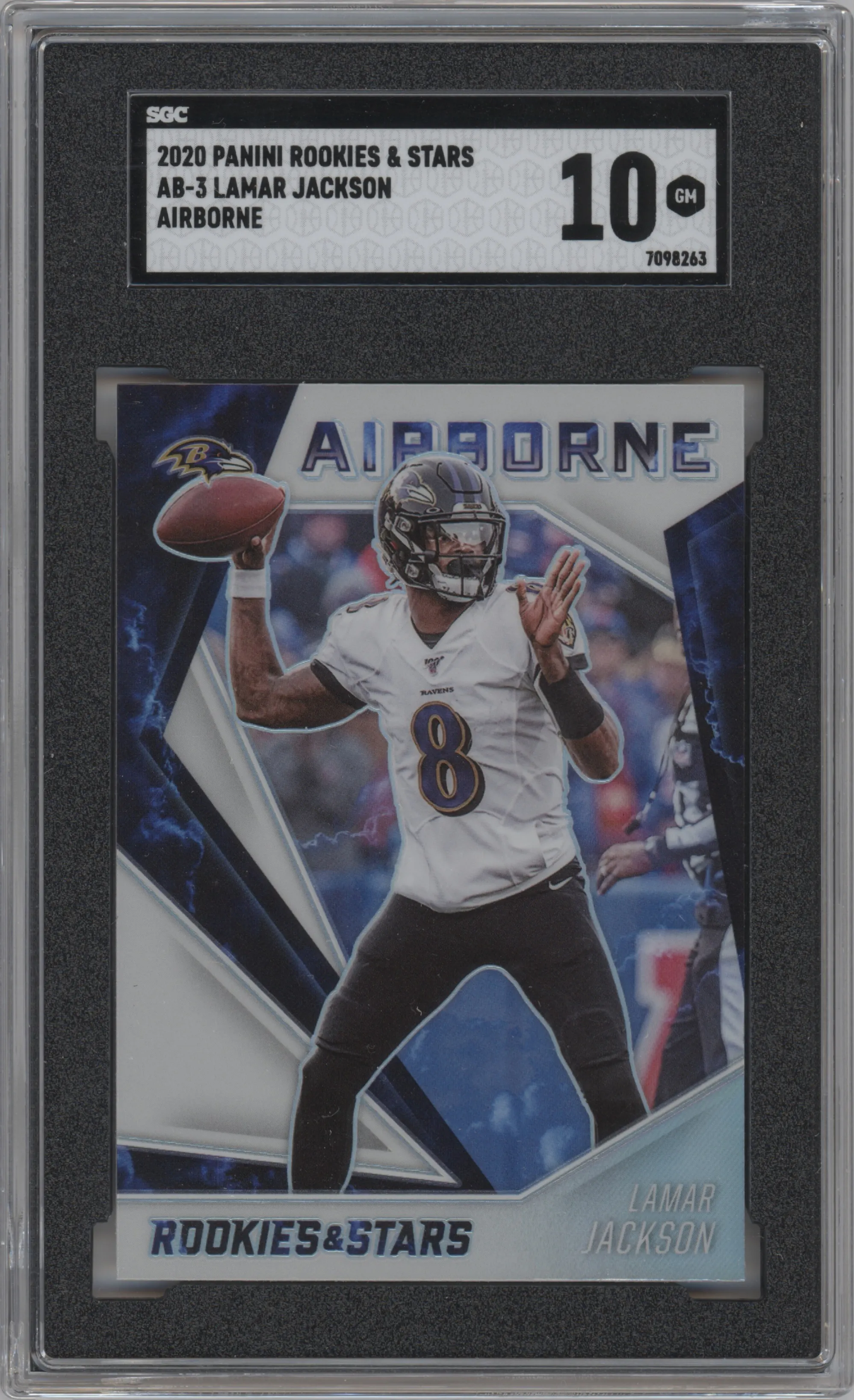 2020 Panini Rookies & Stars Airborne Lamar Jackson White SGC 10