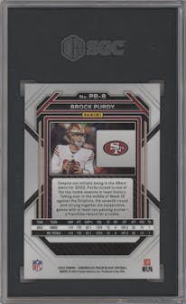 Brock Purdy from the 2022 Panini Chronicles set graded by SGC and given an overall grade of 9.5.