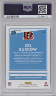 Joe Burrow from the 2020 Panini Donruss Optic set featuring a Hyper Blue  parallel graded by PSA and given an overall grade of 9.