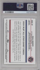 Paul Skenes from the 2024 Topps Chrome Update set graded by PSA and given an overall grade of 10.