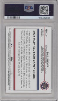 Paul Skenes from the 2024 Topps Chrome Update set graded by PSA and given an overall grade of 10.