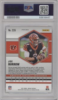 Joe Burrow from the 2021 Panini Mosaic set featuring a Reactive Blue parallel graded by PSA and given an overall grade of 10.