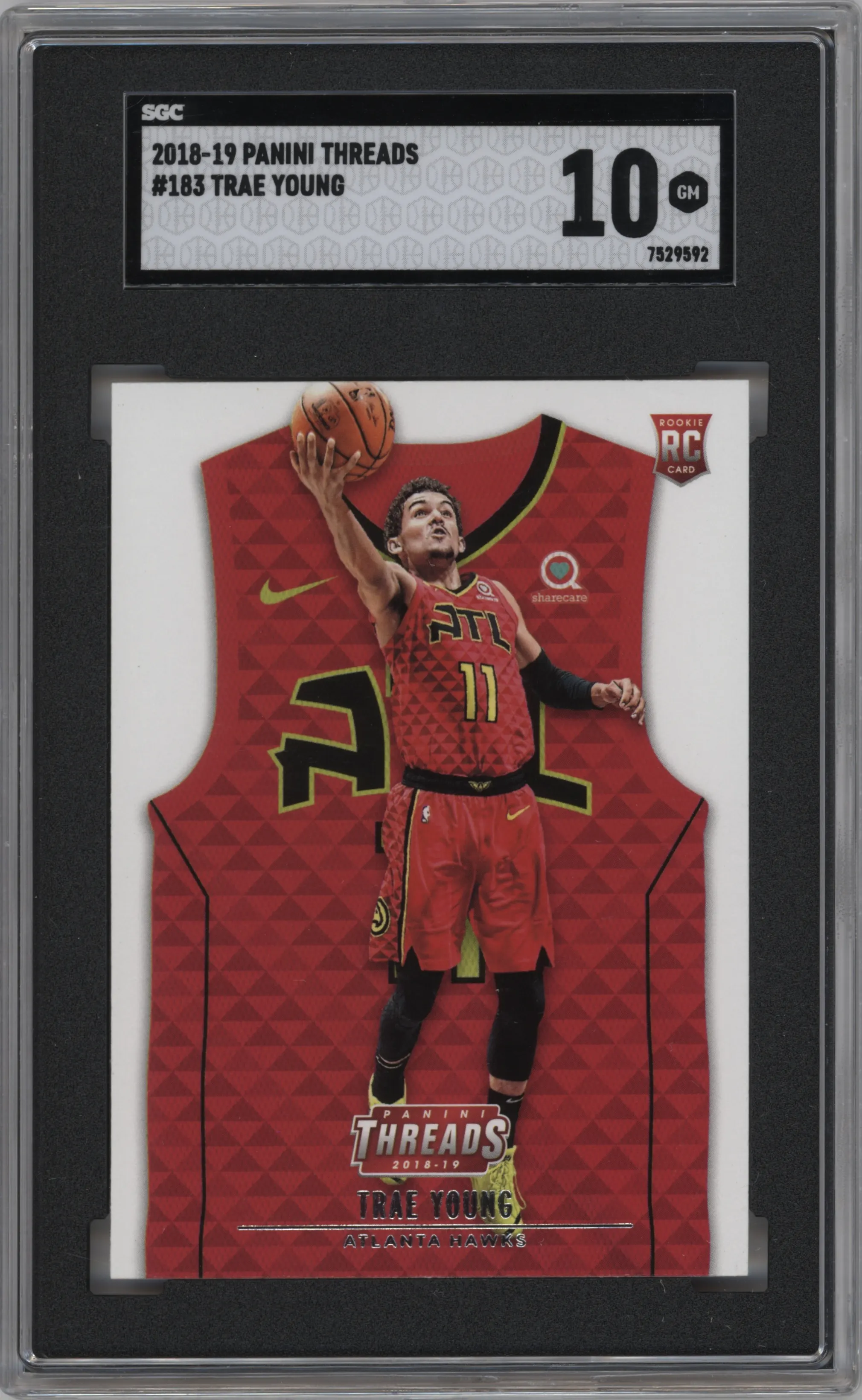2018 Panini Threads SP Rke.Statement Jrsy. Trae Young SGC 10