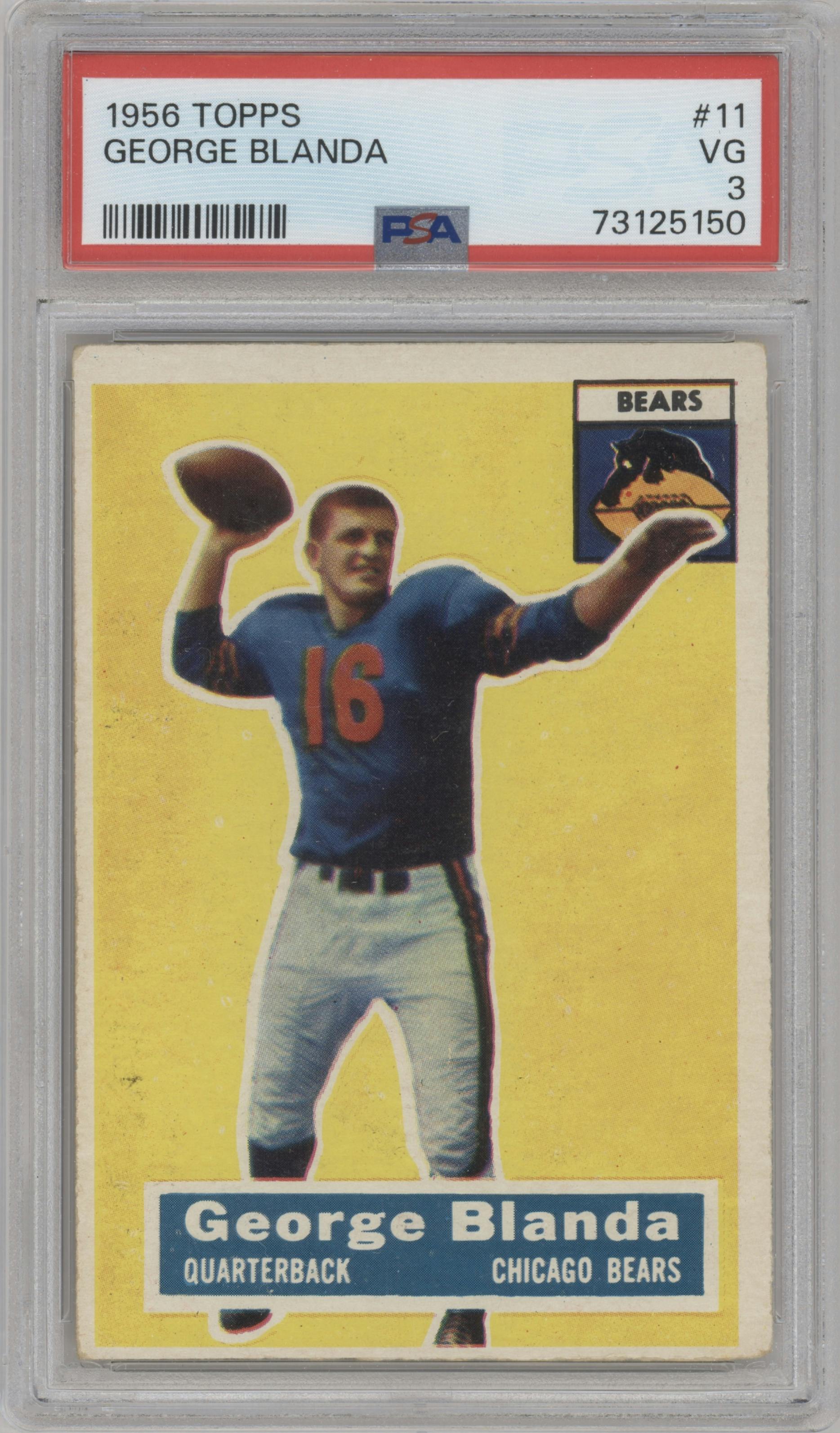 George Blanda from the 1956 Topps set graded by PSA and given an overall grade of 3.