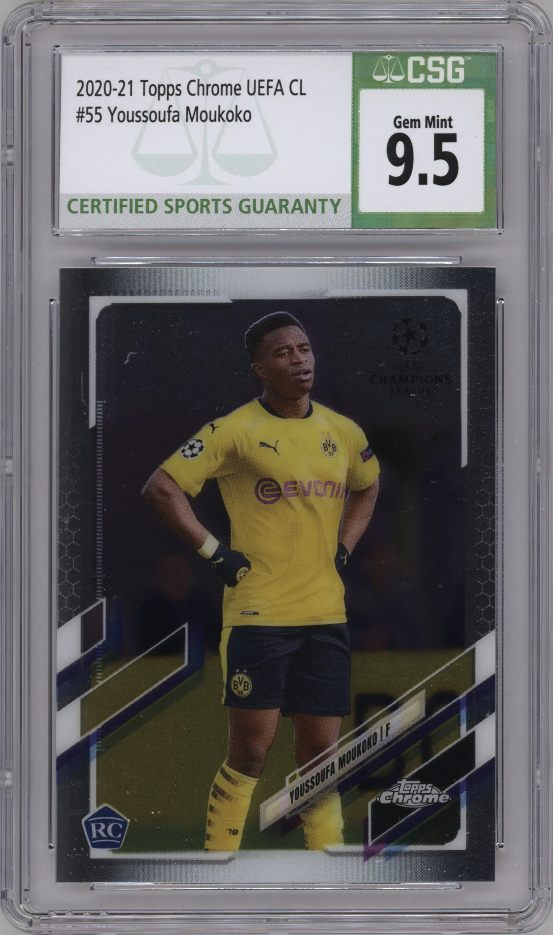 2020 Topps Chrome UEFA Champions League Youssoufa Moukoko #55 CGC 9.5