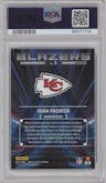 Isiah Pacheco from the 2023 Donruss Optic set graded by PSA and given an overall grade of 10.