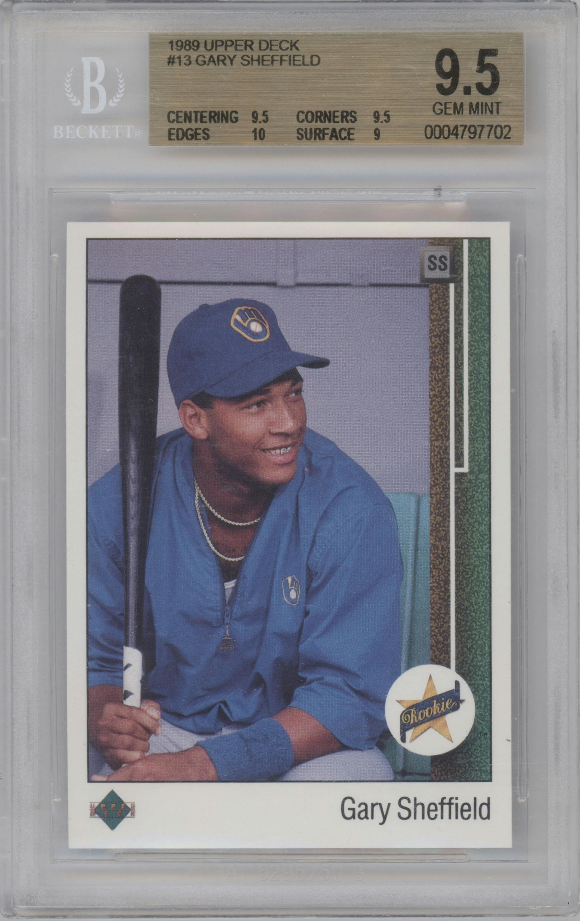 Gary Sheffield from the 1989 Upper Deck set graded by Beckett and given an overall grade of 9.5.