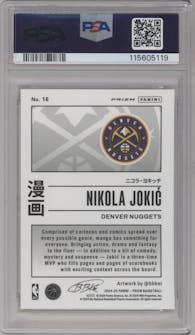 Nikola Jokic from the 2024-25 Panini Prizm set graded by PSA and given an overall grade of 10.