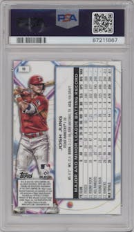 Josh Jung from the 2023 Topps Cosmic Chrome set featuring a Blue Moon Refractor parallel graded by PSA and given an overall grade of 9.