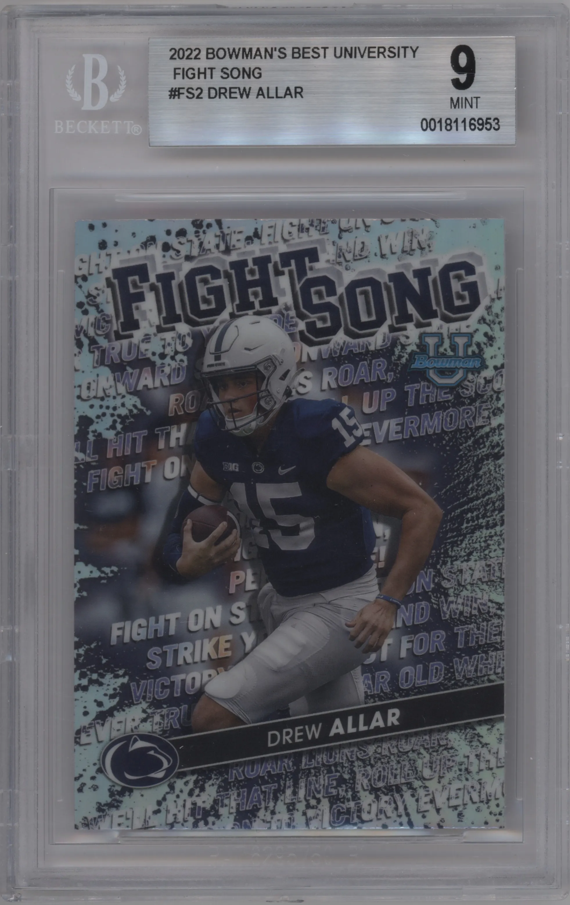 2022 Bowman’s Best University Fight Song Drew Allar #FS-2 BGS 9