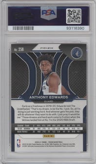 Anthony Edwards from the 2020-21 Panini Prizm set featuring a Red Ice parallel graded by PSA and given an overall grade of 10.