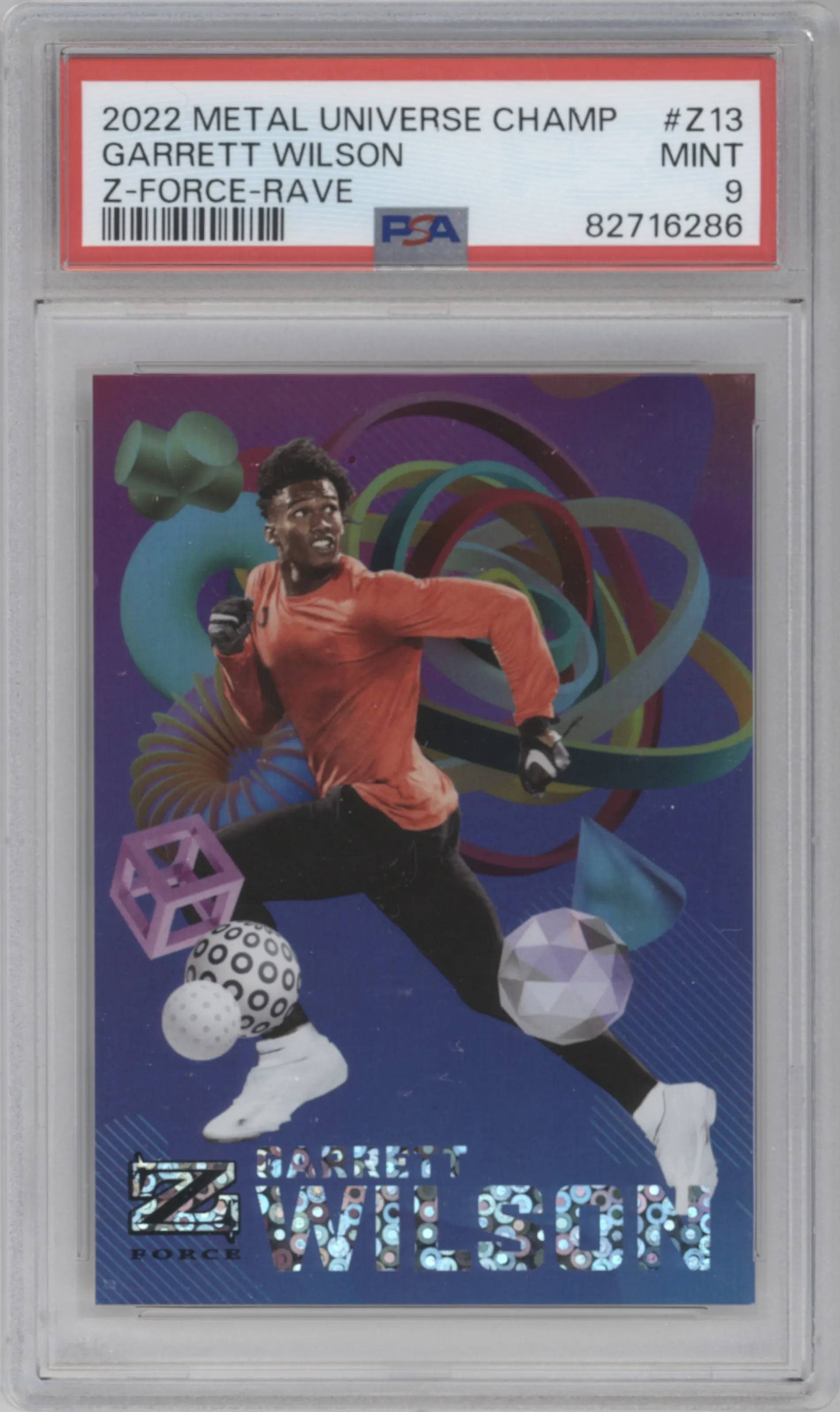 2022 Skybox Metal Universe Champions Multi-Sport Z-Force Garrett Wilson Rave #Z-13 PSA 9