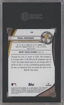 Paul Skenes from the 2024 Bowman's Best set graded by SGC and given an overall grade of 10.