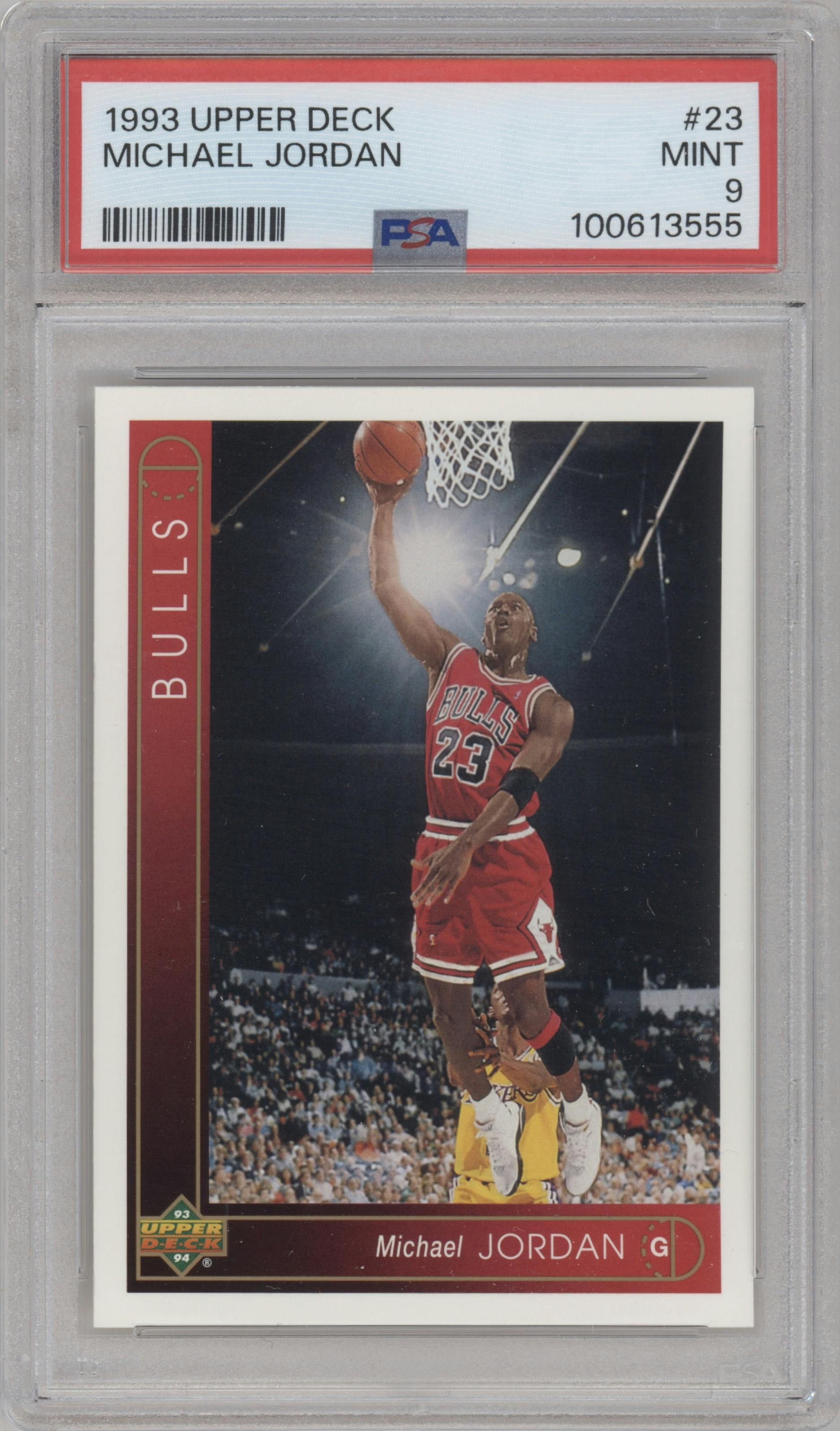 Michael Jordan from the 1993-94 Upper Deck  set graded by PSA and given an overall grade of 9.