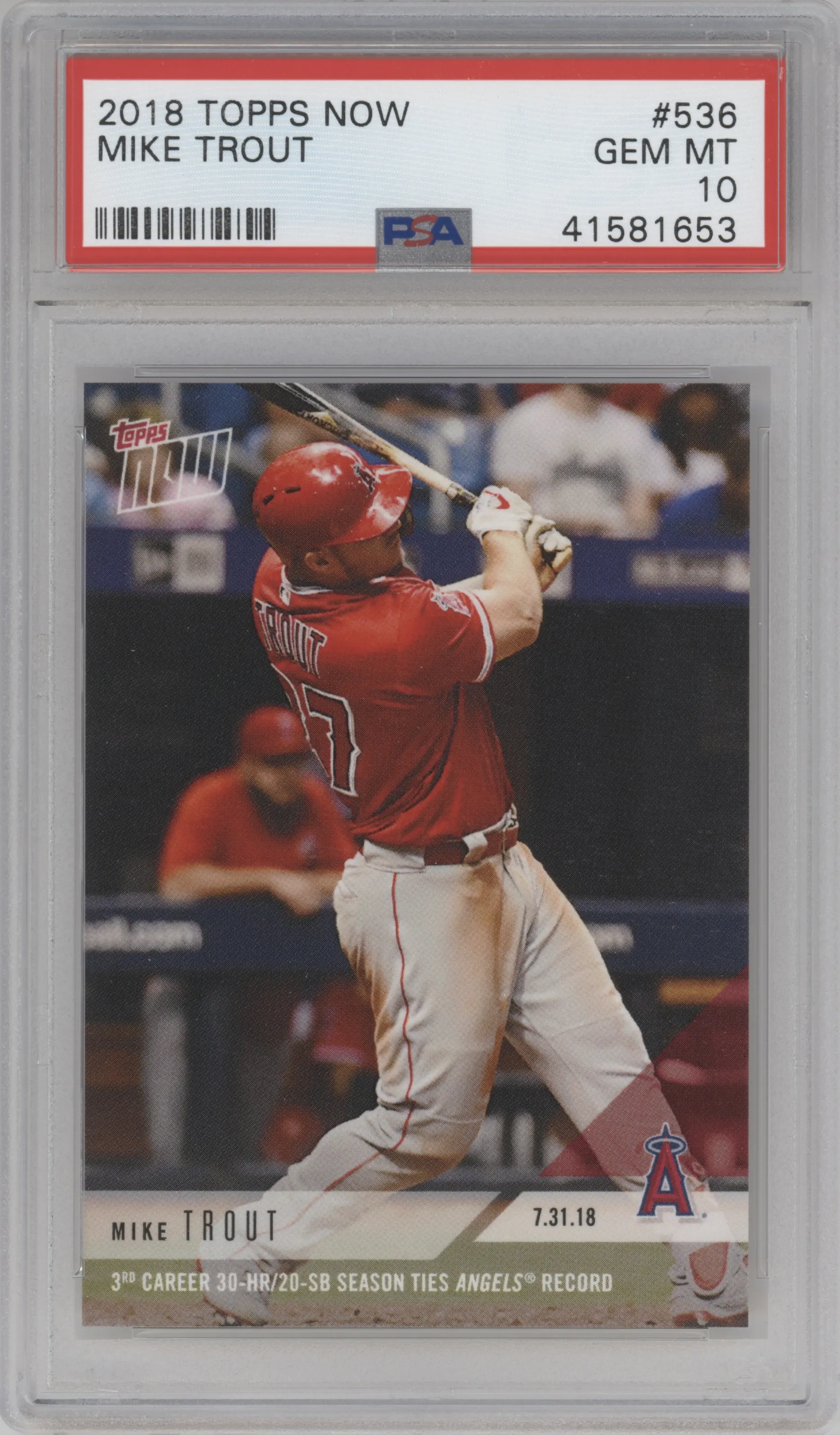 2018 Topps Now Mike Trout #536 PSA 10