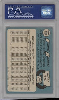 Ernie Banks from the 1965 Topps set graded by PSA and given an overall grade of 8.
