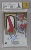 Nolan Gorman from the 2023 Topps Dynasty set featuring a Gold parallel graded by Beckett and given an overall grade of 8.