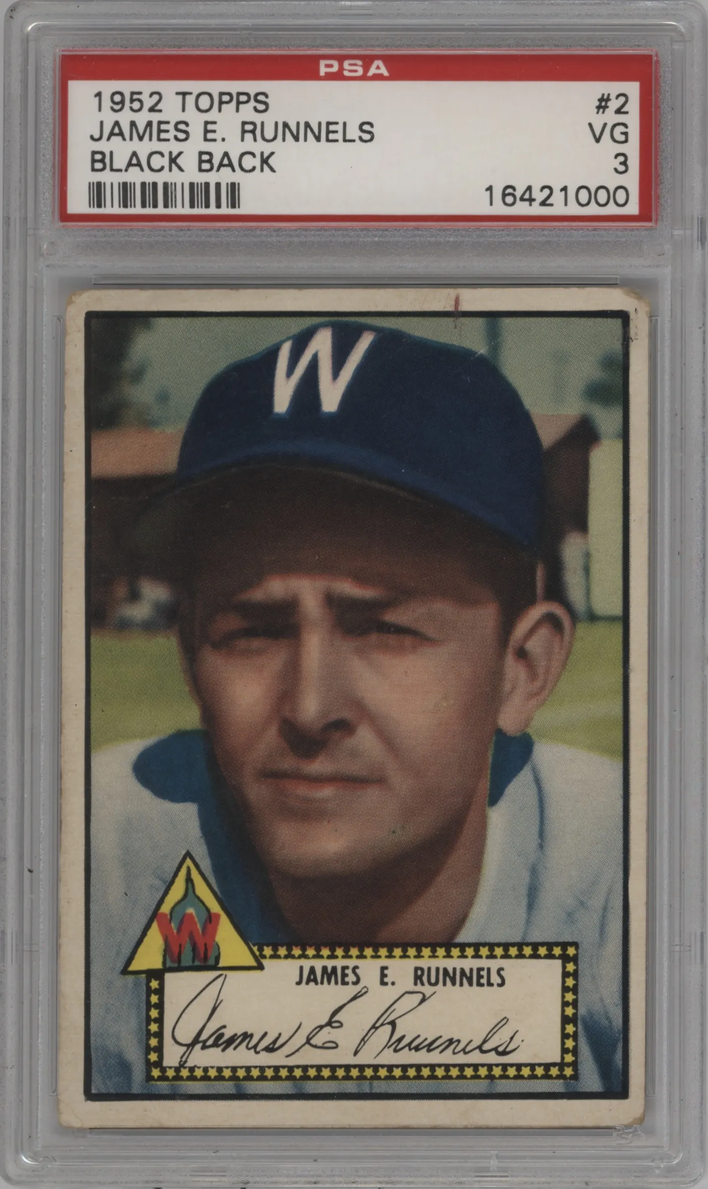 1952 Topps James Runnels Black Back PSA VERY GOOD 3 #2 PSA 3