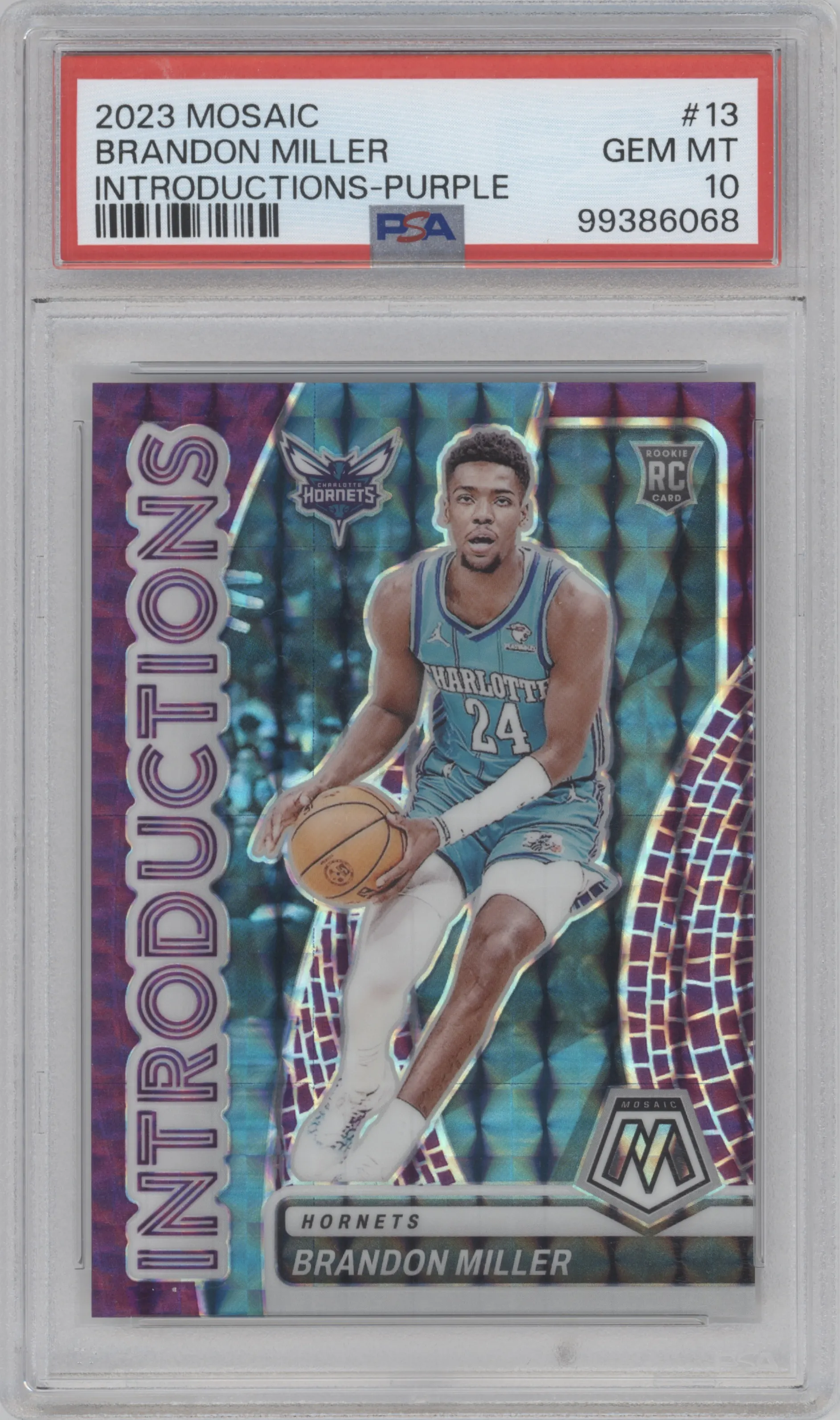 2023 Panini Mosaic Introductions Brandon Miller Purple Mosaic #13 PSA 10