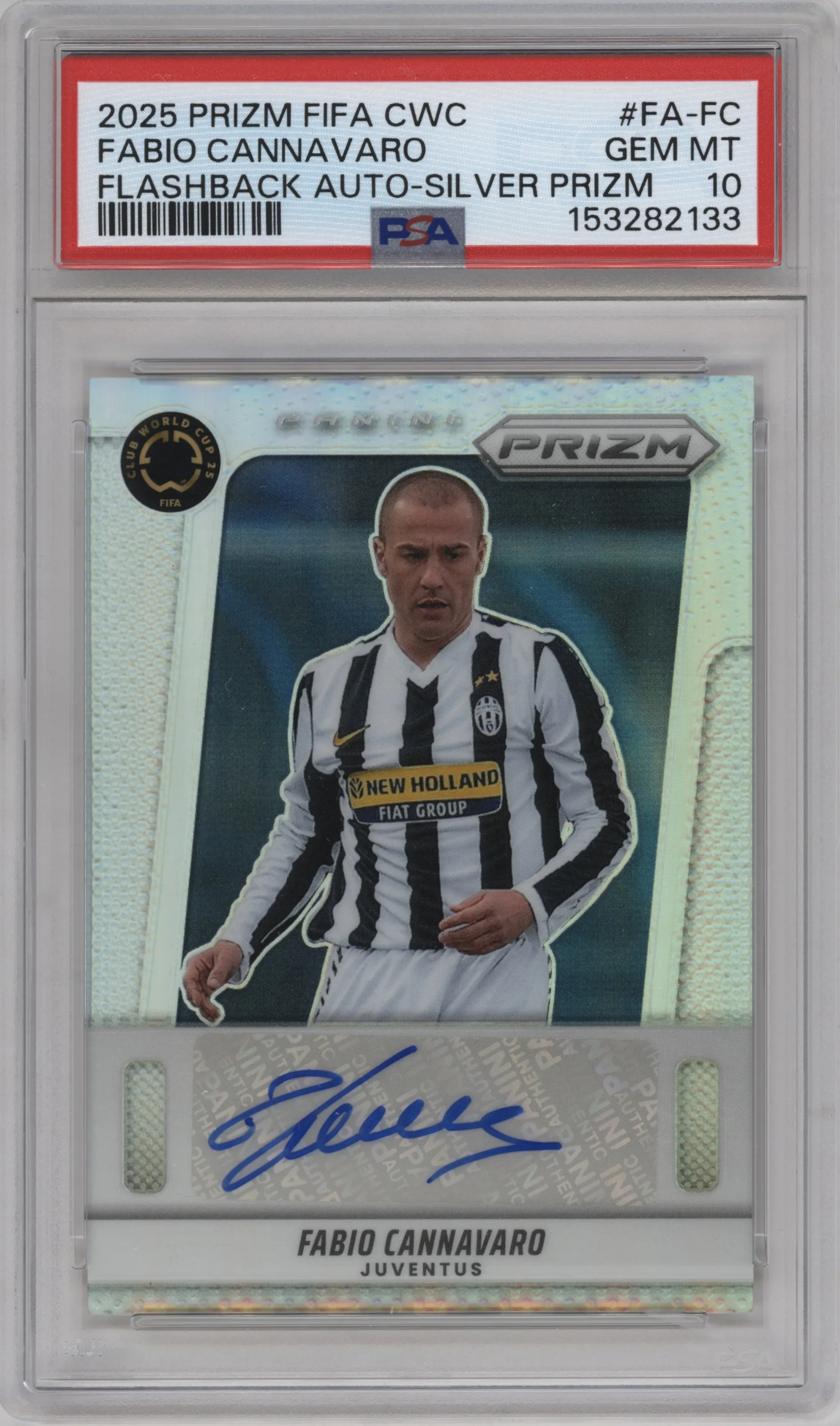 2025 Panini Prizm FIFA Club World Cup Flashback Auto Fabio Cannavaro Silver Prizm PSA 10
