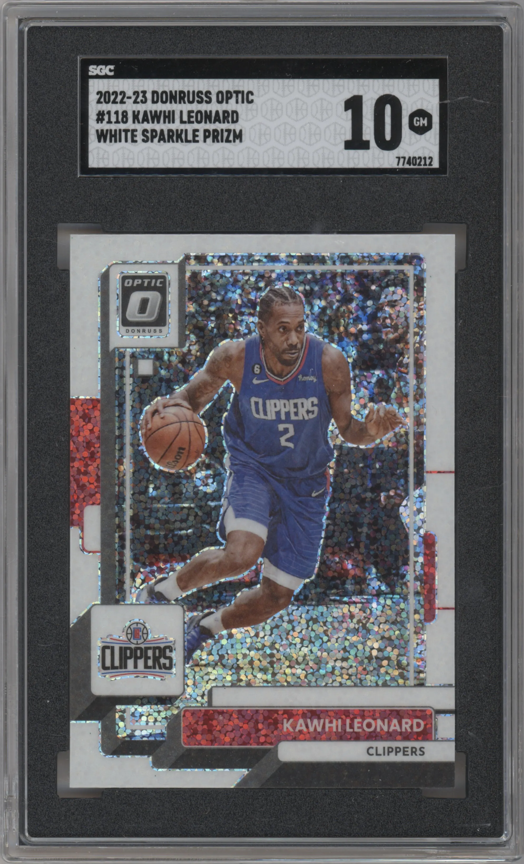2022 Panini Donruss Optic Kawhi Leonard White Sparkle SGC 10