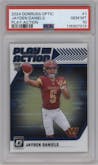 Jayden Daniels from the 2024 Donruss Optic set graded by PSA and given an overall grade of 10.