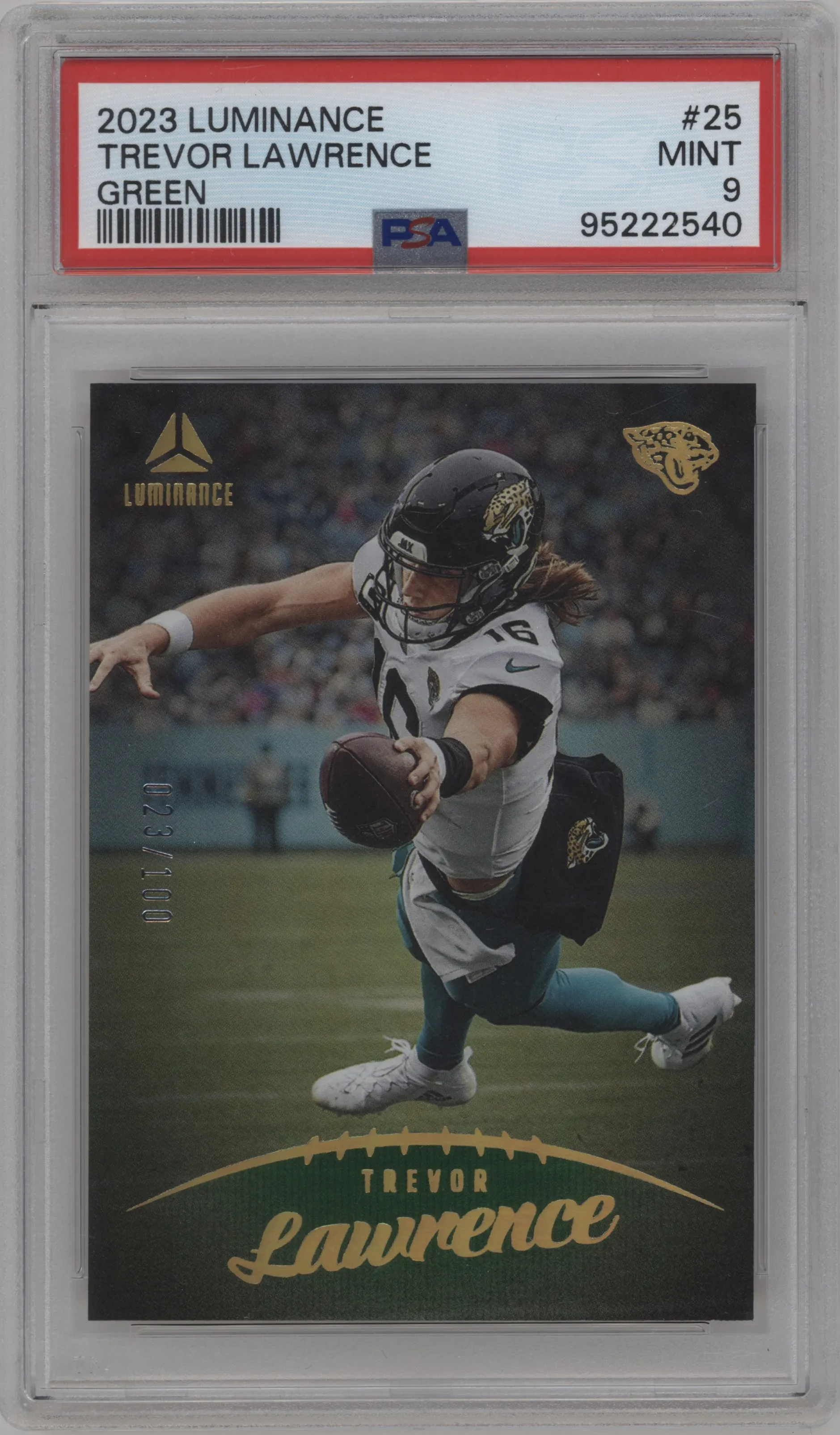 2023 Panini Luminance Trevor Lawrence Green PSA 9