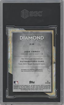 Jose Abreu from the 2022 Topps Diamond Icons set featuring a Red parallel graded by SGC and given an overall grade of 9.5.