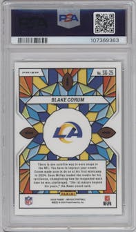 Blake Corum from the 2024 Panini Mosaic set graded by PSA and given an overall grade of 10.