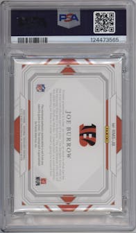 Joe Burrow from the 2020 Panini National Treasures set graded by PSA and given an overall grade of 9.