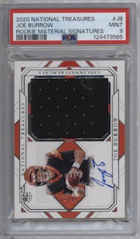 Joe Burrow from the 2020 Panini National Treasures set graded by PSA and given an overall grade of 9.