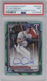 Dylan Dreiling from the 2024 Bowman Draft set featuring a Aqua Lava Refractor   parallel graded by PSA and given an overall grade of 9.