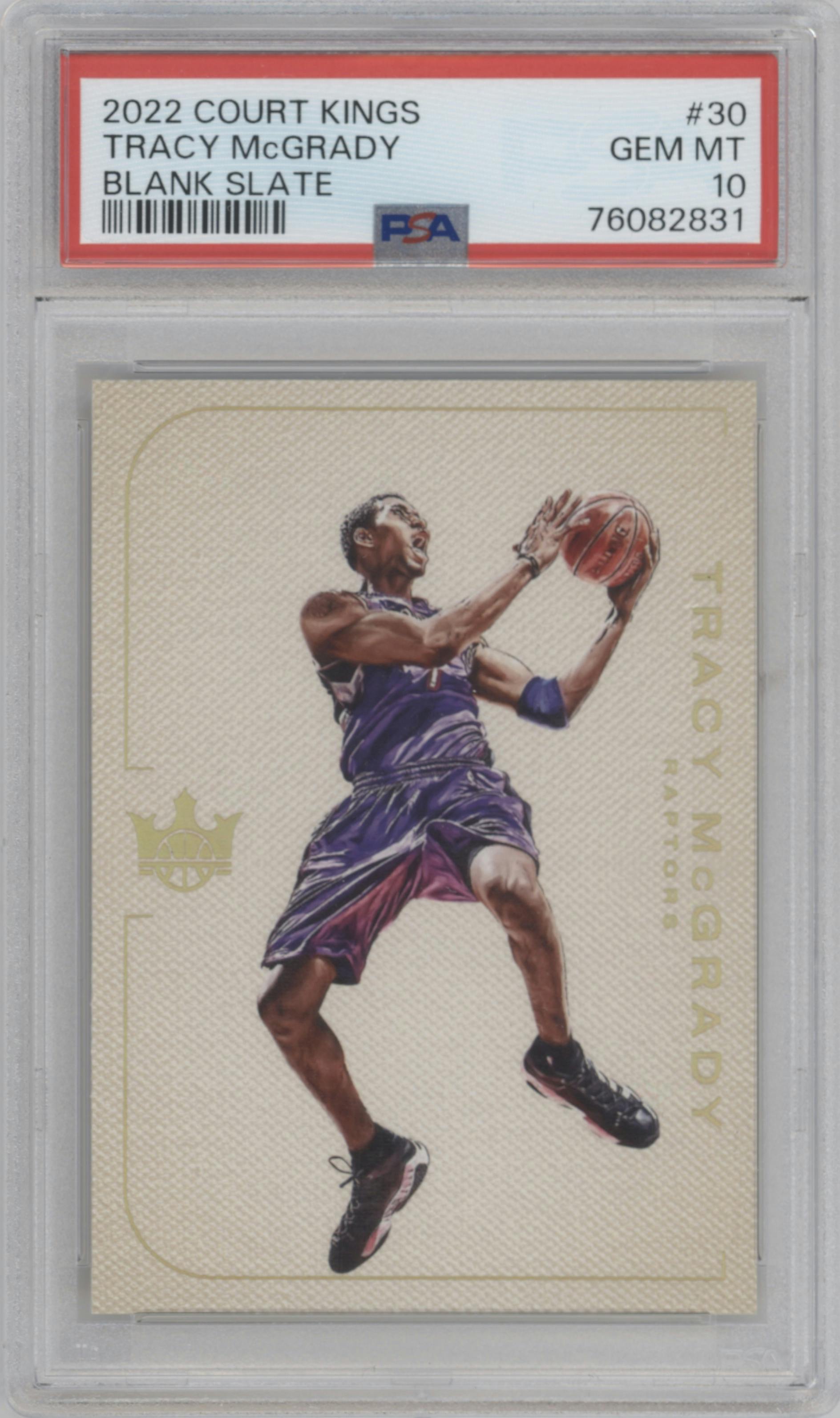 Tracy McGrady from the 2022-23 Panini Court Kings set graded by PSA and given an overall grade of 10.
