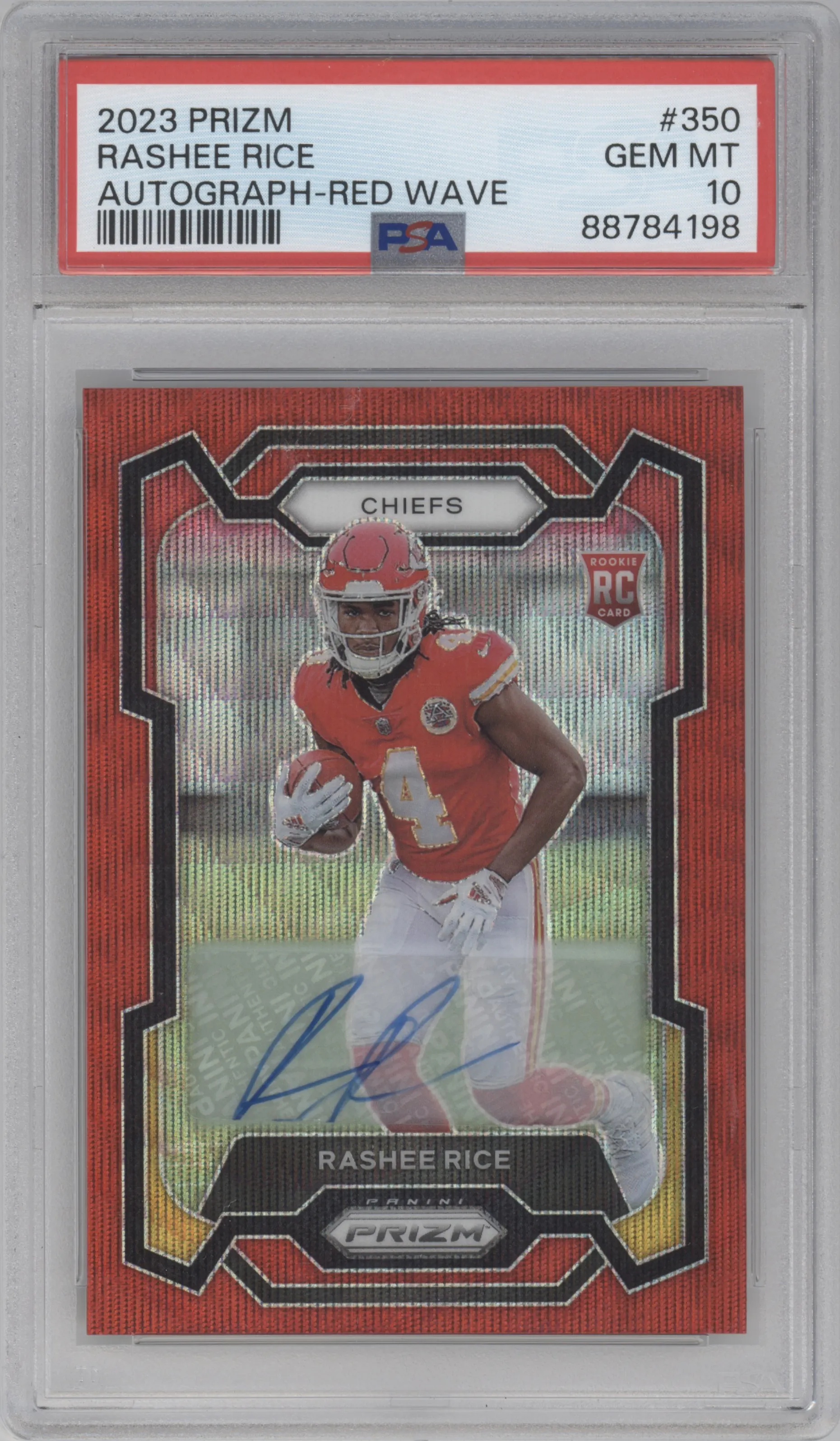 2023 Panini Prizm Rke.Auto Rashee Rice Red Wave #350 PSA 10