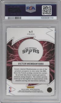 Victor Wembanyama  from the 2023-24 Panini Mosaic set featuring a Green Mosaic parallel graded by PSA and given an overall grade of 10.