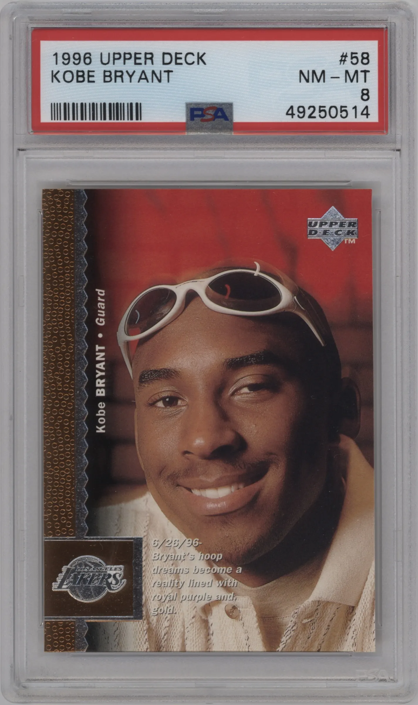 1996 Upper Deck Kobe Bryant #58 PSA 8