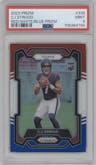 C.J. Stroud from the 2023 Panini Prizm set featuring a Red/White/Blue parallel graded by PSA and given an overall grade of 9.
