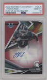 Jayden Reed from the 2022-23 Bowman’s Best University  set featuring a  Red Refractor parallel graded by PSA and given an overall grade of 10.
