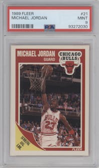 Michael Jordan from the 1989-90 Fleer set graded by PSA and given an overall grade of 9.
