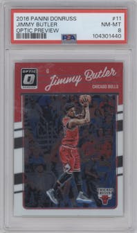 Jimmy Butler from the 2016-17 Panini Donruss  set graded by PSA and given an overall grade of 8.