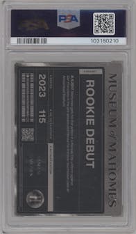 Patrick Mahomes II from the 2023 Museum of Mahomes set featuring a Sterling parallel graded by PSA and given an overall grade of 0.