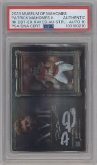 Patrick Mahomes II from the 2023 Museum of Mahomes set featuring a Sterling parallel graded by PSA and given an overall grade of 0.